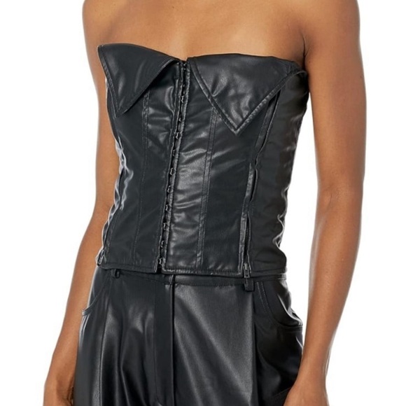Romeo Hunte x The Drop Women's Black Faux Leather Corset NWT size L - Picture 2 of 7